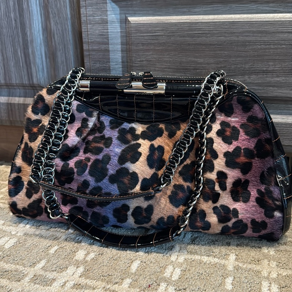 **Cromia Ombré Purple & Yellow Leopard Bag**